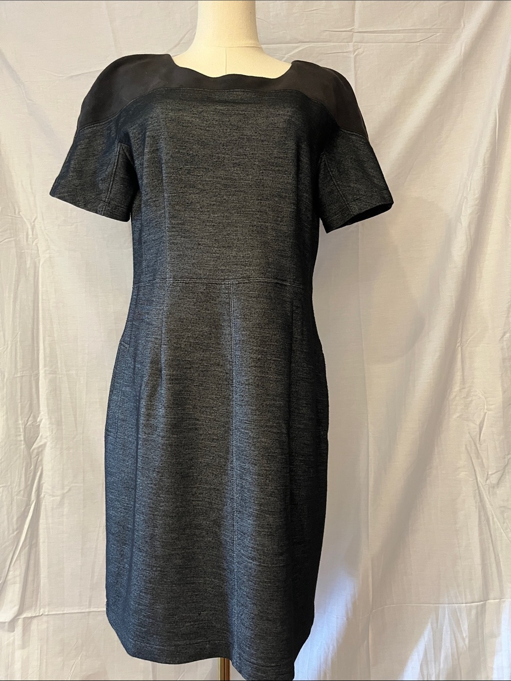 Tommy Hilfiger Classic Black Sheath Dress - Elegant Short Sleeve Workdress